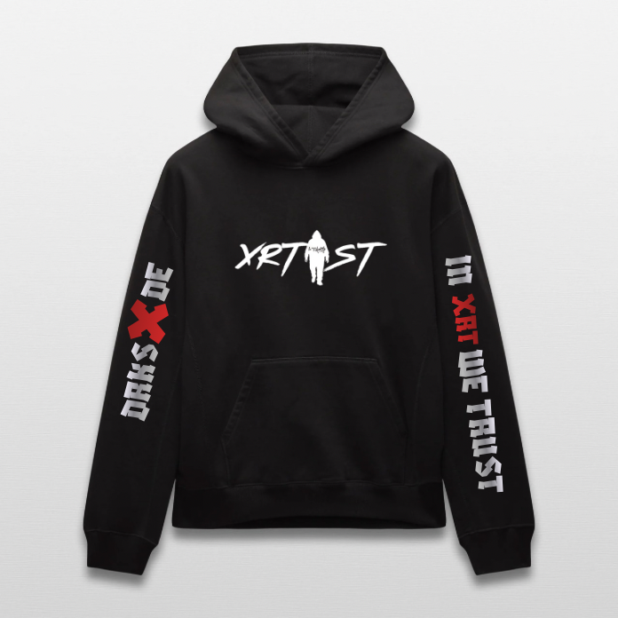 XRTIST Logo - DRKSXDE “Red X” Logo - Black Hoodie